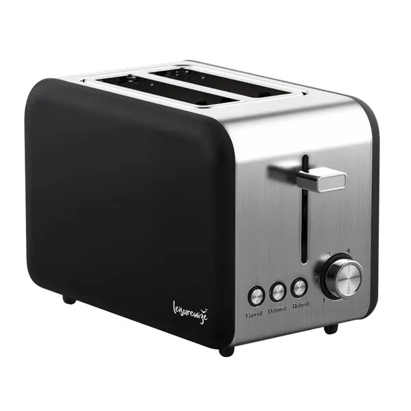 Leisurewize 2 Slice Toaster Stainless Steel Black With 6 Browning Levels LW770