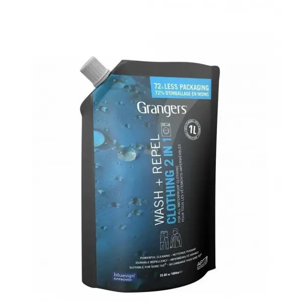 Grangers 2 In 1 Clothing Wash and Repel 1 Litre Waterproofer 1L GRF86