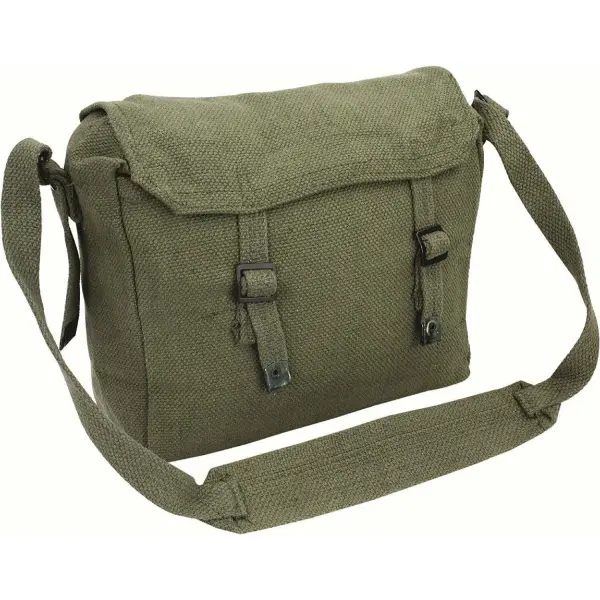 Highlander Webbing Haversack Army Military Cotton Canvas Shoulder Bag Olive