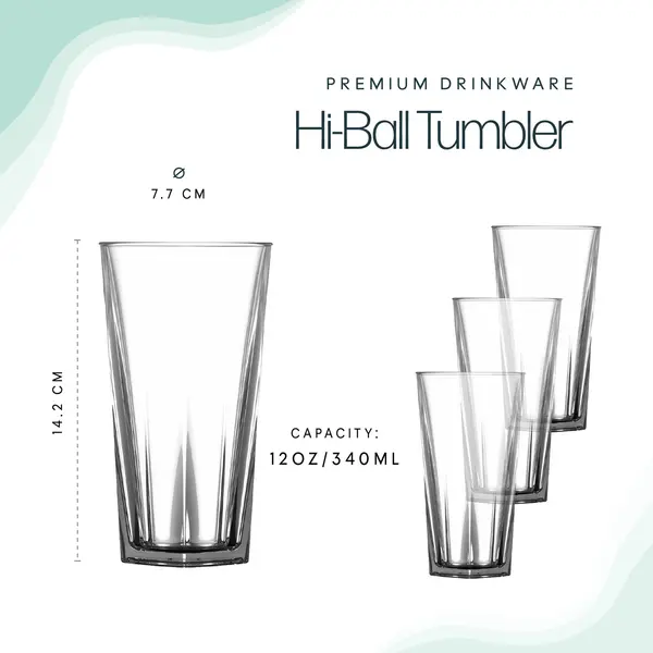 Leisurewize Pack of 4 12oz/340ml Hi-Ball Tumbler LW789