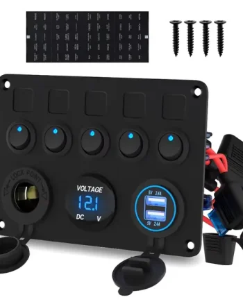 5 Gang Switch Panel dual usb and 12v outlet