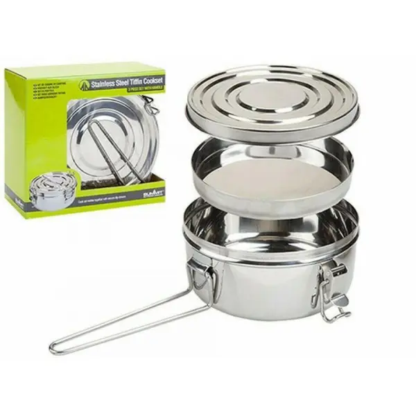 Summit 3 pce Stainless Steel 1000ml Tiffin Cooking Set Camping SUM670001