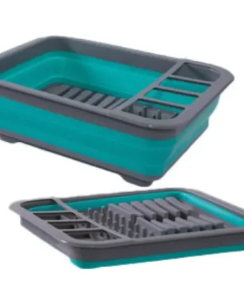 PLS Aqua/Grey - Collapsible Dish Rack with Drainer HW5001