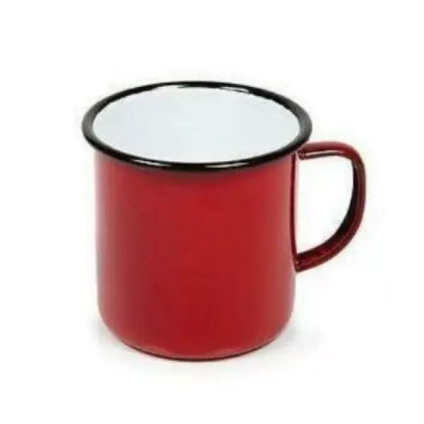 Falcon Housewares Red and Black Rim Traditional Retro Classic Enamel Mug 1/2pt 0.28lt