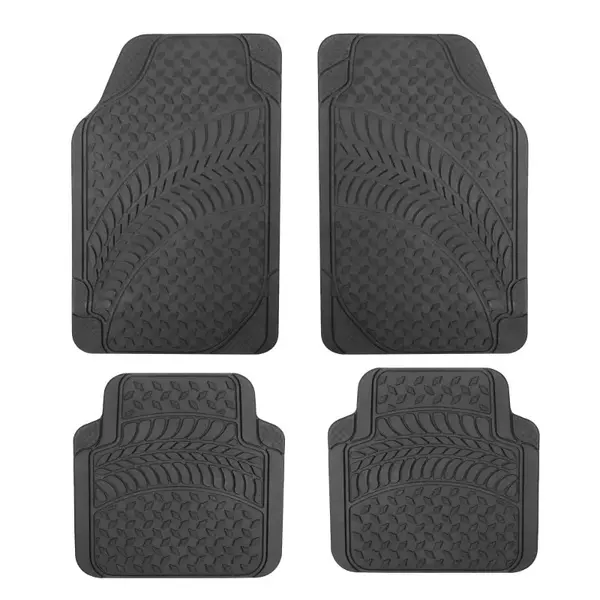 Floor Mat Set Tyre Tread Universal Heavy Duty Rubber Anti Slip Set of 4 SWCM145