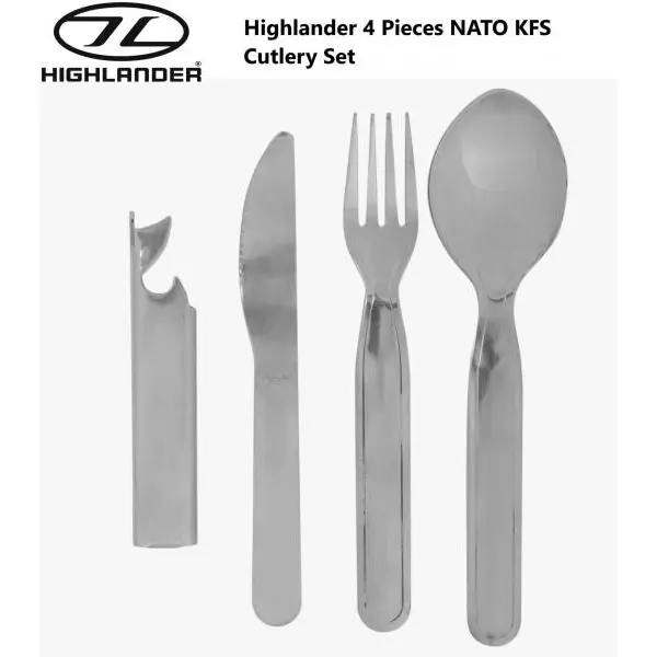 Highlander 4 Pieces NATO KFS Cutlery Set Camping Military Cutlery Set CP078